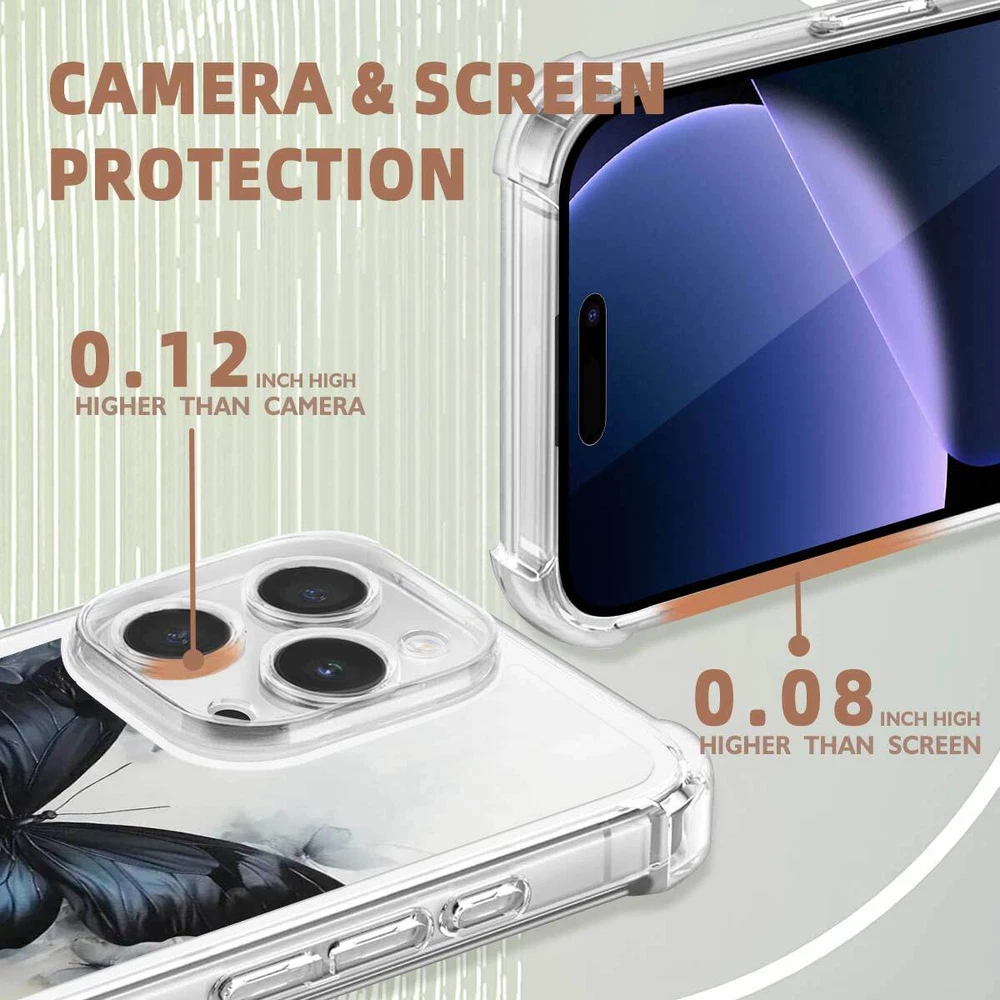 iPhone 14 Pro Max 15 16 Plus Samsung A56 A16 Butterfly TPU Case