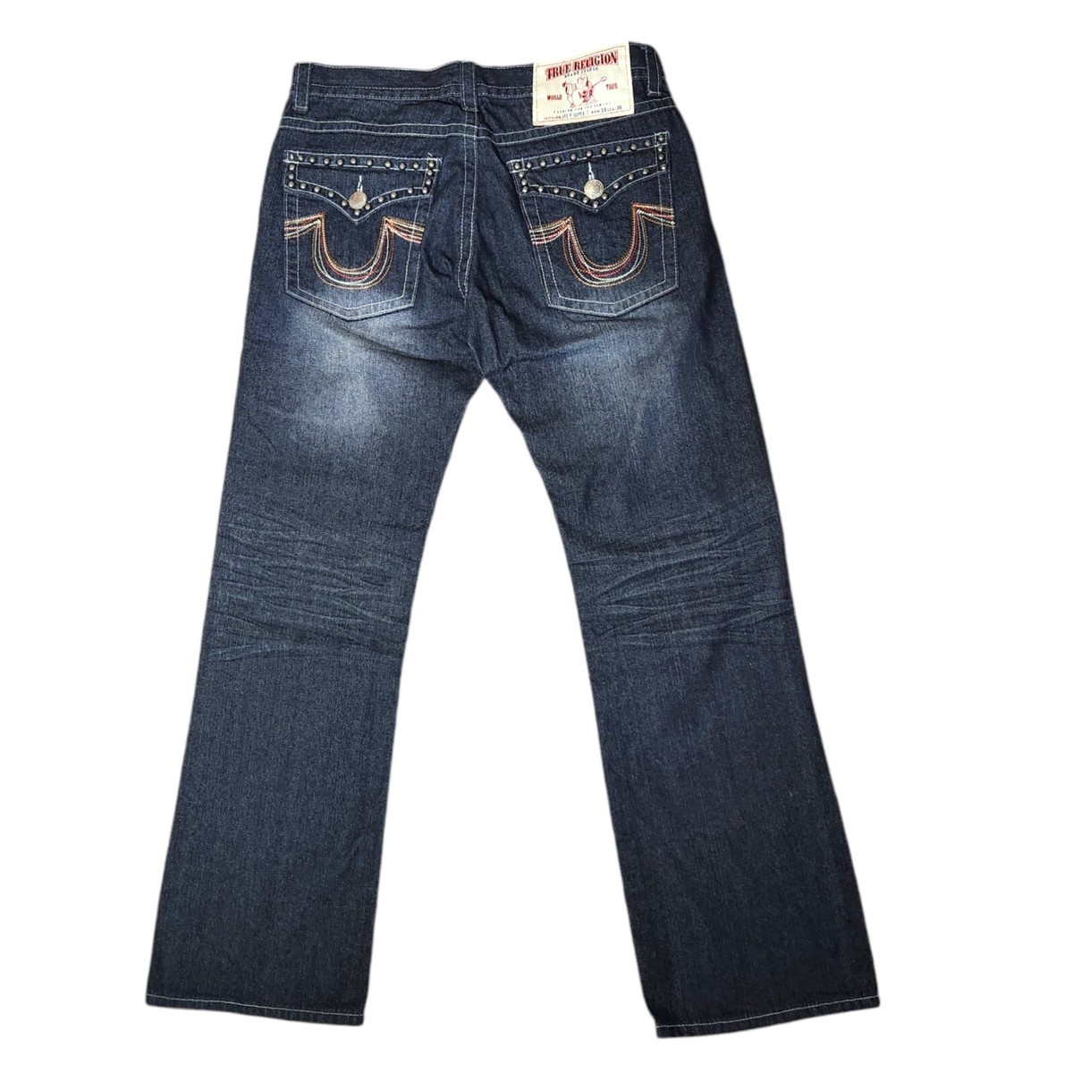 パンツ TRUE RELIGION JOEY SUPERT W28 T34 True Religion JOEY SUPER T Studded Stitched Dark Blue Jeans