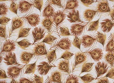 BTY Hoffman Royal PEACOCK FEATHERS Gold Print 100% Cotton Quilt Fabric by Yard