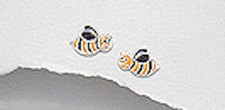 Sterling Silver Honey Bee Enamel Stud Earrings Children SAFETY Friction Backs