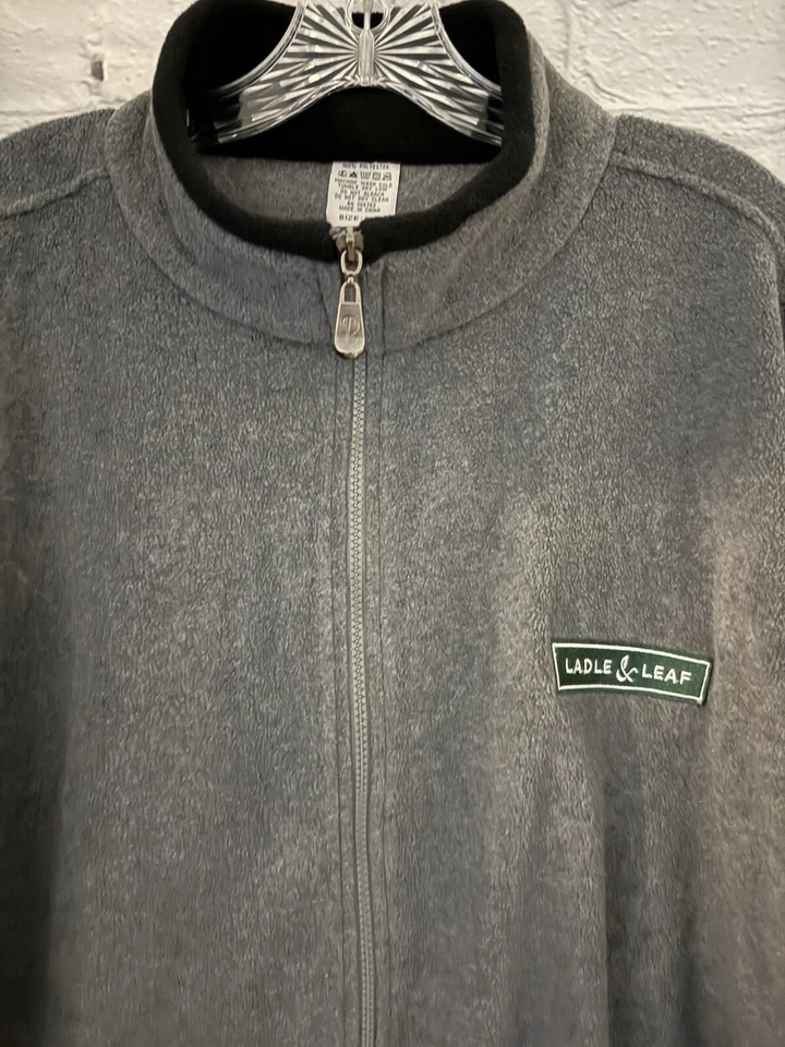 Chaqueta con cremallera frontal completa polar gris cucharón y hoja 100 % poliéster unisex 3XL Foto 2 de 4