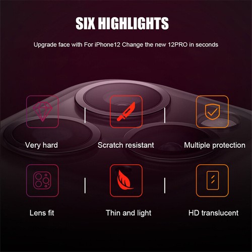 Seconds Change Fake Camera Lens Modified Sticker Protector Fr iPhone 12 to 12Pro - Picture 24 of 31
