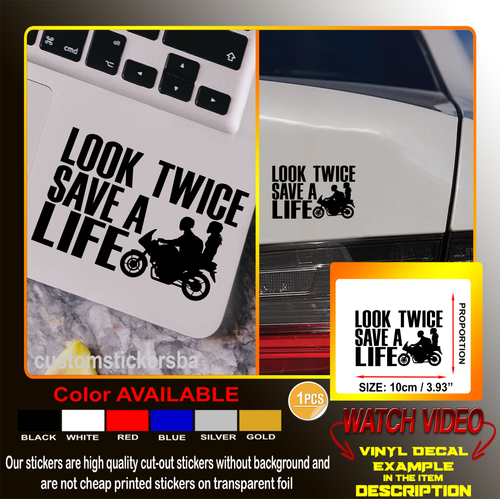 Look Twice Save A Life Motorcycle Car Truck Laptop Decal Sticker See Video Ebay