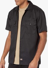 Dickies Short-Sleeve Flex Twill Work Shirt. Large. Black. NWT.