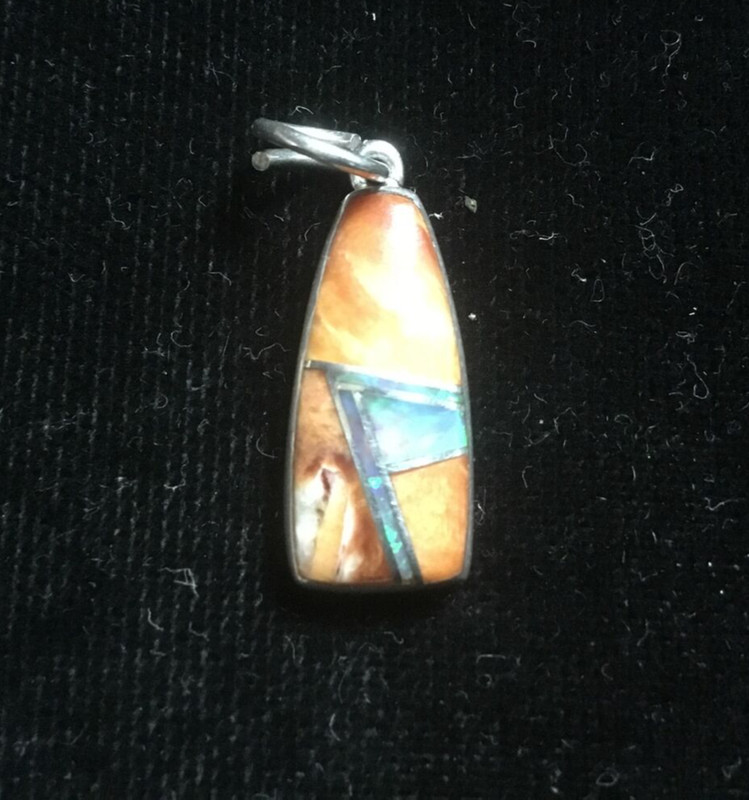 Sterling Silver Vintage MTT Coral Turquoise Multi Stone Pendant 2.2 grams