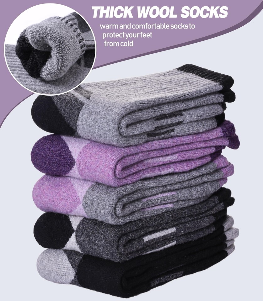 Womens Merino Wool Hiking Socks Thermal Warm Winter Boot Crew Socks