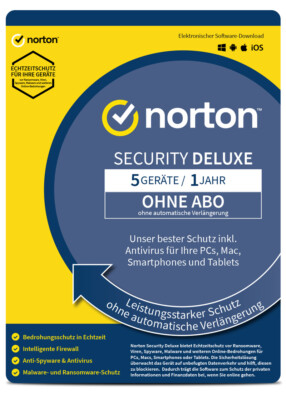 Norton Security Deluxe 2025 2026 Internet Security 5 Geräte 1 Jahr KEY ohne Abo