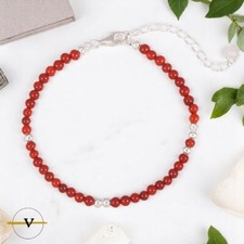 BRACCIALE DONNA UOMO ARGENTO 925 PERLE AGATE ROSSA PIETRA NATURALE E ARGENTO 925