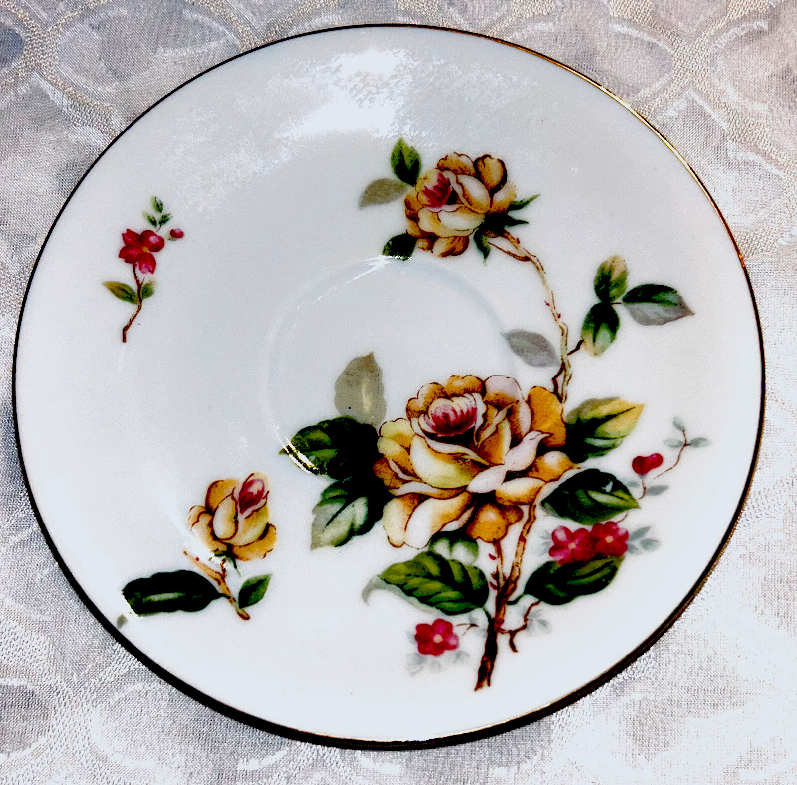VINTAGE LYNMORE FINE CHINA FROM JAPAN GOLDEN ROSE SAUCER eBay