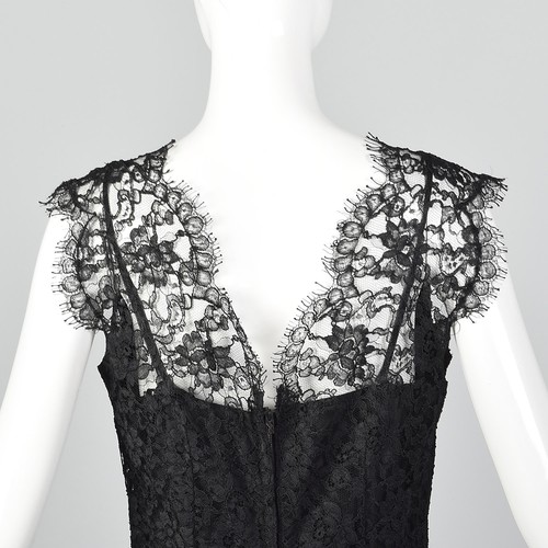 Medium 50er Jahre schwarz Spitze Cocktailkleid Little Black Dress schwarz Partykleid - Bild 8 von 10