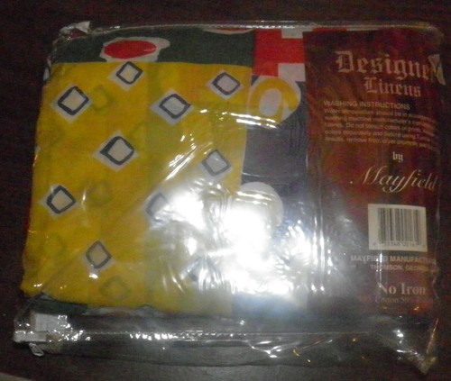 Mayfield Linens Colorful African Design Twin Sheet Set Irregular Made in USA - Picture 2 of 3