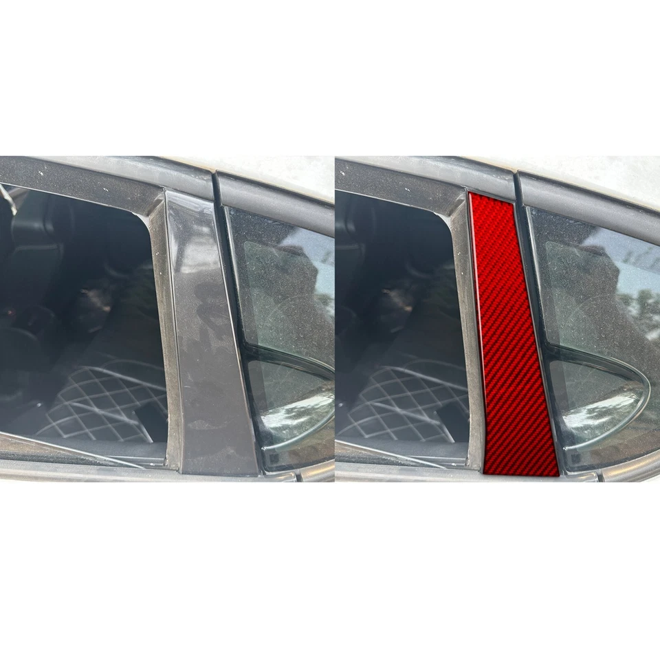 Cubierta de panel exterior de fibra de carbono rojo pilar B para Seat Leon MK2 2005-2012 Foto 4 de 4