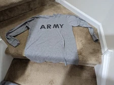 2 Large GENUINE US ARMY Military PT PHYSICAL FITNESS GRAY LONG SLEEVE T SHIRT