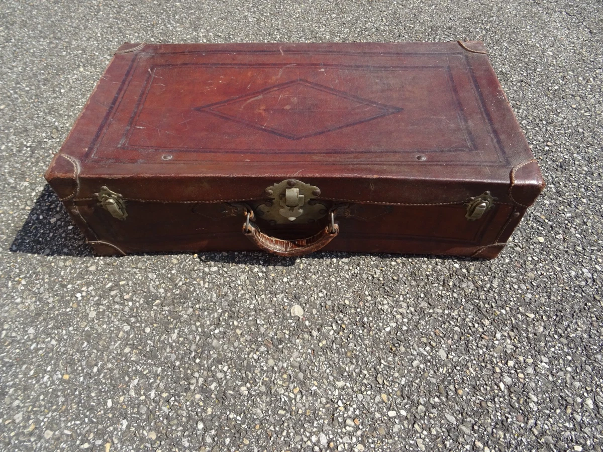 Ancienne Valise En Cuir Marron - XIXe-XXe Siècle