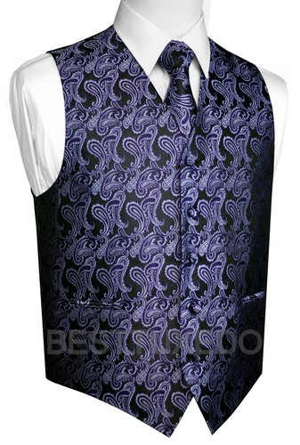 Men's Paisley Tuxedo Vest, Tie and Hankie. Formal Dress Wedding Prom Homecoming - Picture 42 of 65