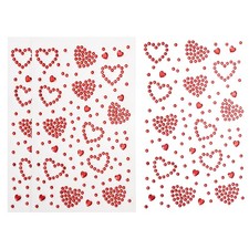 3Sheets Heart Gem Sticker, Face Gem Stickers, Red