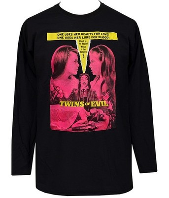 Twins of Evil Langarm Horror T-Shirt Herren Gothic Vampir Film Oberteil