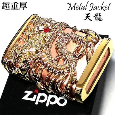 Zippo Heavy Model Tenryu Dragon Metal Jacket Swarovski Pink Gold Lighter