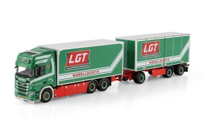 Scania R Highline CR20H Riged Box Drawbar Trailer LM Transport LGT WSI Models  .