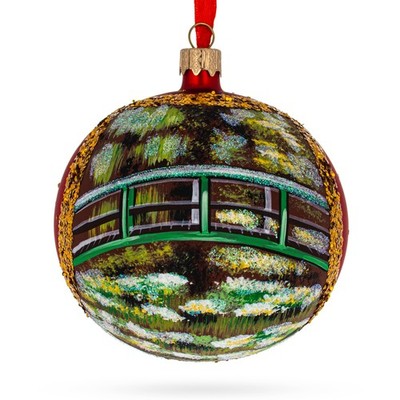 1906 'The Water Lily Pond' by Claude Oscar Monet Glass Ball Ornament 4 Inches