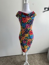 Women's Floral Print Dress Cotton Blend Vintage Size Medium Made In USA