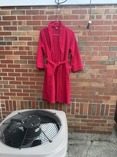 L.L. Bean Pink Fleece Robe Youth Size Large 14 16 Belted Tie Waist Patch Pockets