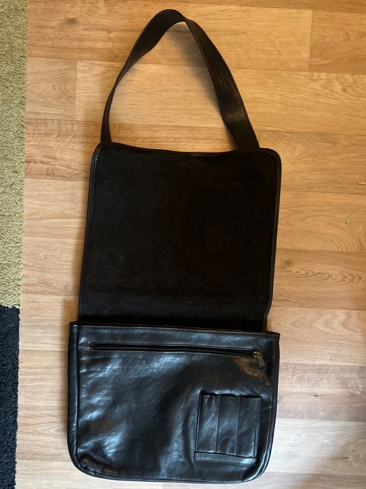 Jenny And The Boys Black Leather Tote Handbag Shoulder Bag Vintage 1990s