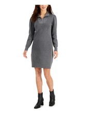 TAYLOR Womens Gray Long Sleeve Above The Knee Wear To Work Sweater Dress L
