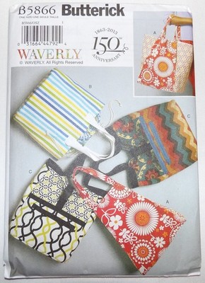 Butterick Waverly Pattern 3 Different Lined Bags B5866 NIP