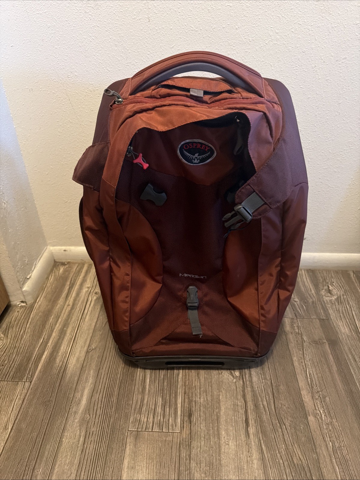 Osprey Meridian Convertible Luggage Backpack, Red/purple  Carry on Wheeled Bag