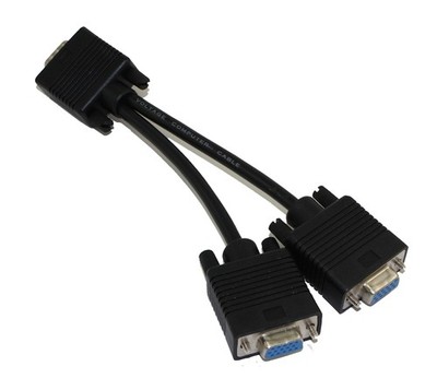 6IN VGA Video Splitter Cable 15 Pin Male to 15 Pin Female  Black