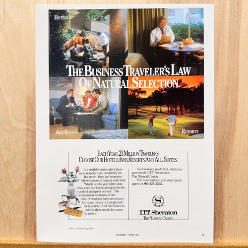 1991 ITT Sheraton Hotels Resorts Vintage Print Ad Travel Advert Art