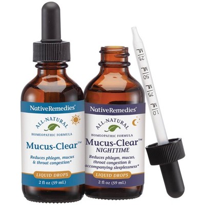 Native Remedies Mucus-Clear ComboPack - 24-Hour Day & Night Mucus Relief - Clear