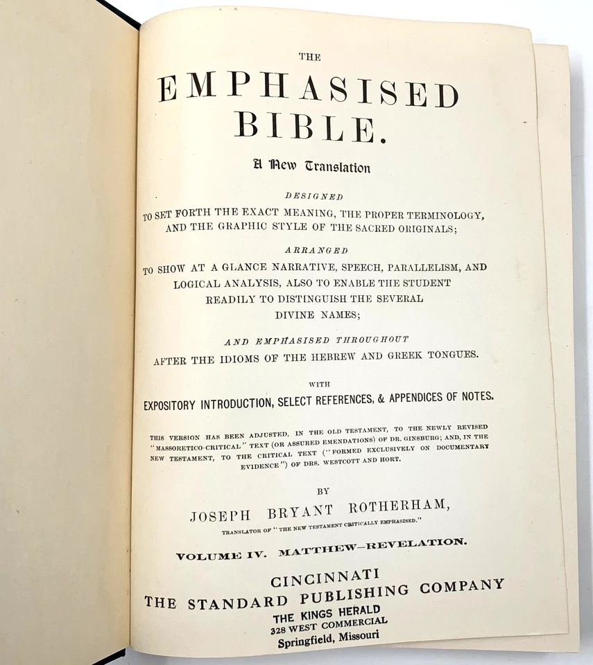 The Emphasized Bible - A New Translation by J. Rotherham Vol IV - 3rd Ed HC 1897 - Image 4 of 4