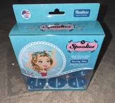 Spoolies Vintage Beachy Blue Silicone Hair Curlers Jumbo Size 1"  1.25" 9ct