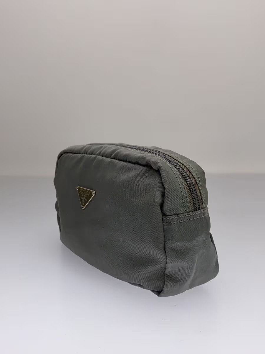 PRADA Pouch Nylon Khaki Solid Authentic Rare Exce… - image 2
