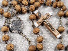 Beautiful Rosary Wood Beads Christian Religious Gift C59