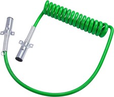 CheeMuii 7 Way Coiled Trailer Cord 15FT Long Tail ABS Electrical Power Wire A...
