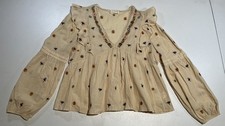 Altar  d State S Babydoll Top V-Neck Embroidered Floral Shirt Fairy Whimsigoth