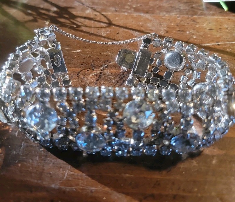 Signed Kramer Of New York Wide Cuff Rhinestone Rhinestone Bracelet