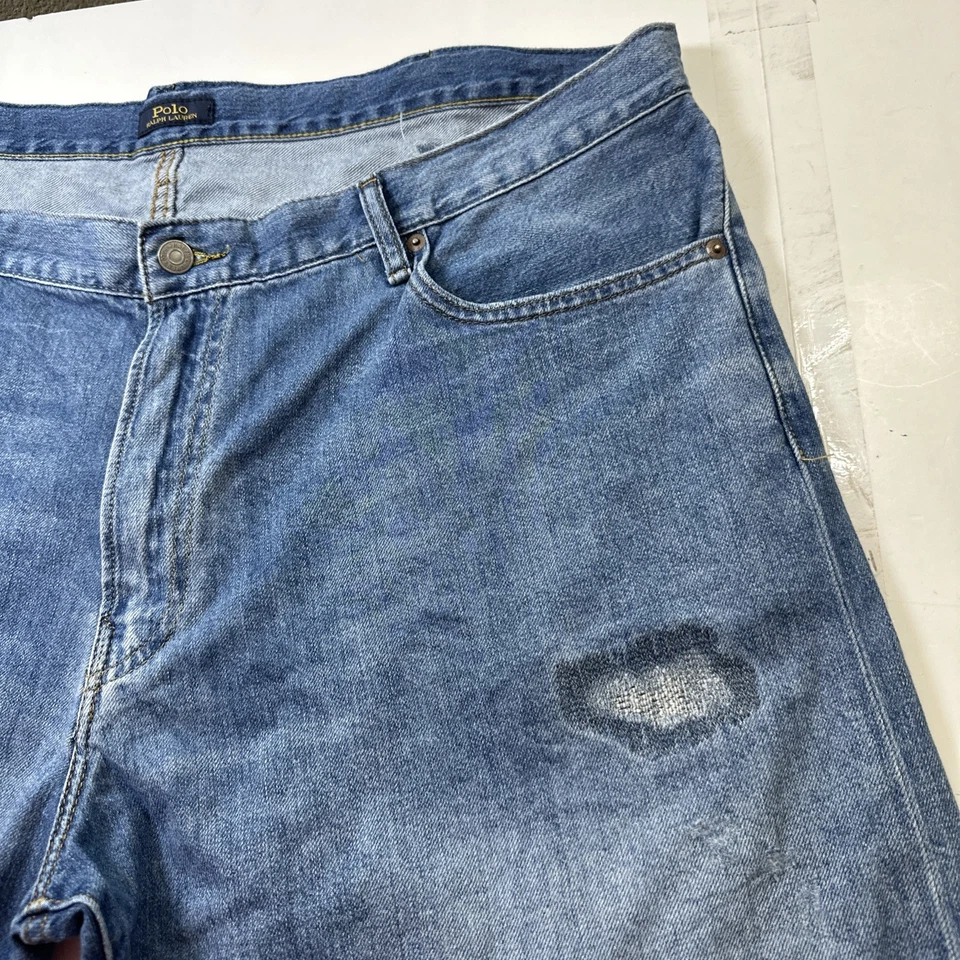 Polo Ralph Lauren Mens Jeans Distressed Hampton Relaxed Straight Blue 42X30 #002 - Image 4 of 4