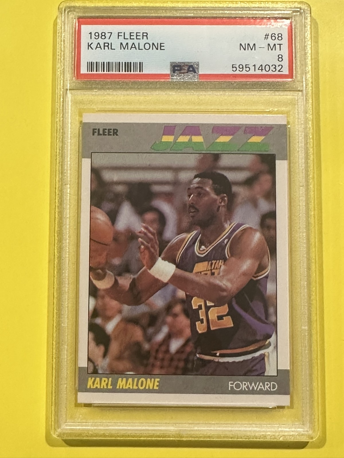 1987 FLEER UTAH JAZZ BASKETBALL #68 KARL MALONE PSA 8