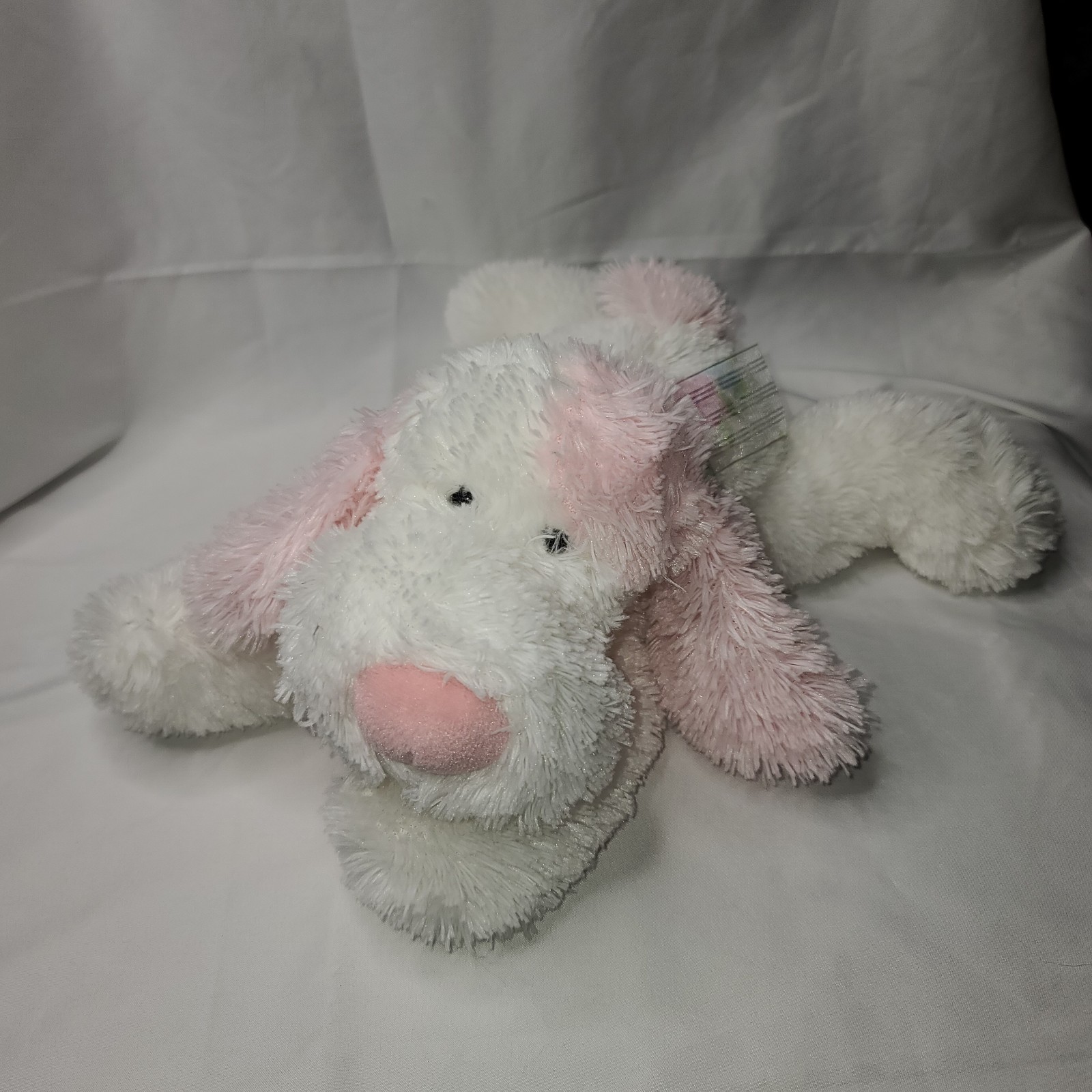 Best Made Toys White And Pink Floppy Plush Puppy Dog Stuffed Animal Bow 16