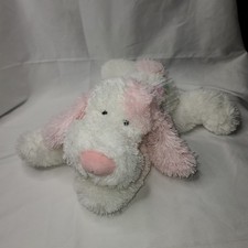 Best Made Toys White And Pink Floppy Plush Puppy Dog Stuffed Animal Bow 16"