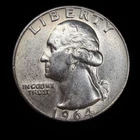 1964 Washington Quarter 90% Silver $0.25 FV Circulated Pre-1965 US Coin - 21-08