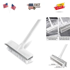 Floor Scrub Brush with Long Handle, 2 in 1 Scrape and Brush, Stiff Bristles f...