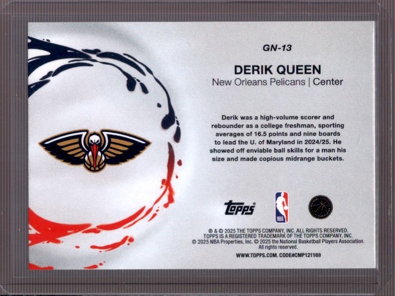 DERIK QUEEN 2025-26 Topps Generation Now #GN-13 Holo Foil Parallel