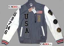 NEW NIKE DREAM TEAM USA = L LARGE= LEATHER SLEEVES WOOL  JACKET WITH PINS 485168