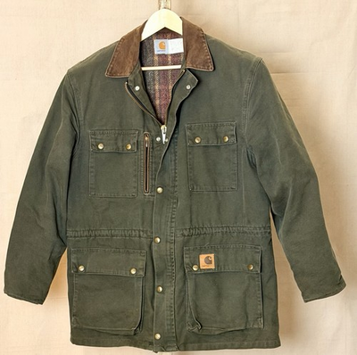 #ad #ad VTG 80s Carhartt JB1365 Hunter Green Blanket Lined Chore Coat Jacket USA XL EUC $185.00