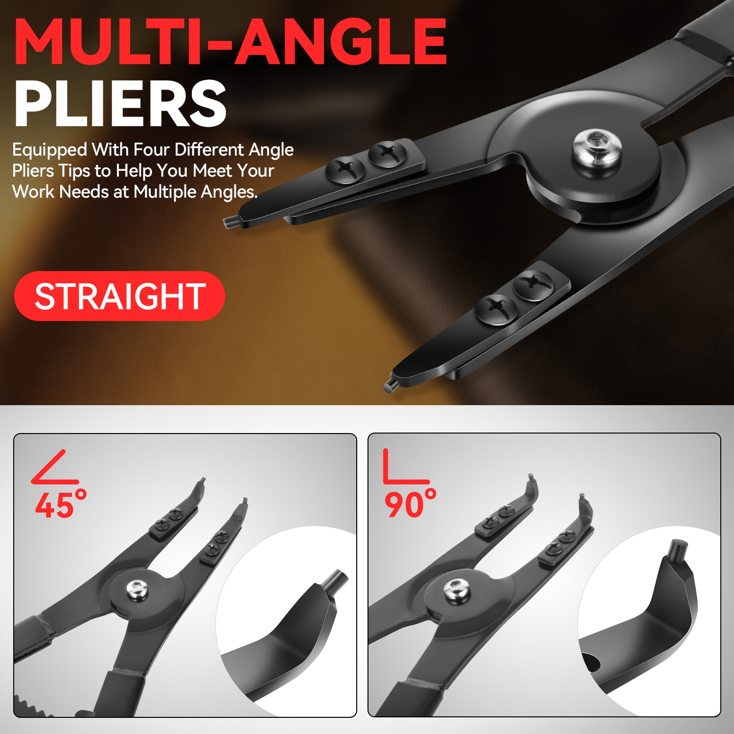 [2Pcs] 16" Circlip Plier Set Heavy Duty Internal External Snap Ring Pliers Kit